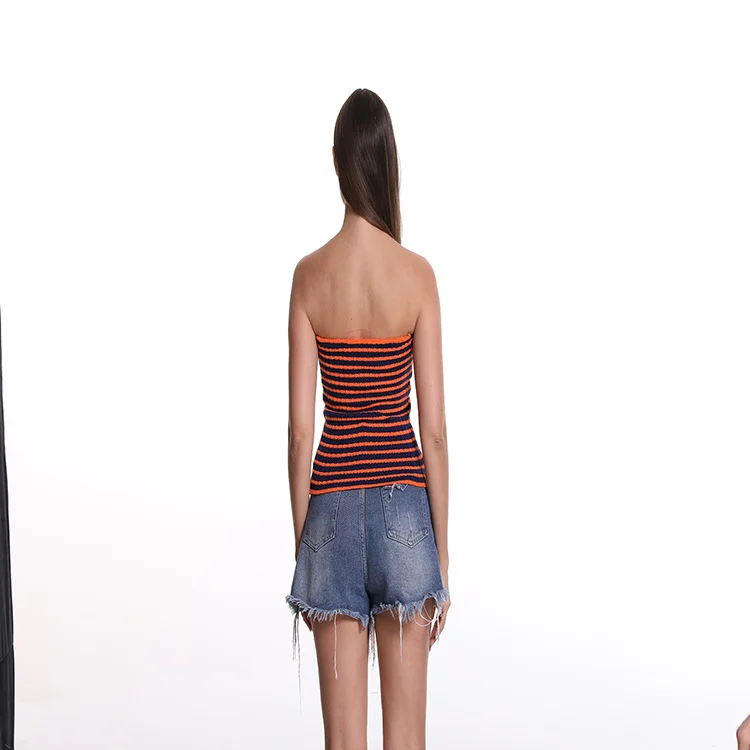 Toloer Toloer And Summer 2024 Sweater Hot Style Women's Sexy Striped Sweater Knit Strap Wipe-Outfit Ideas