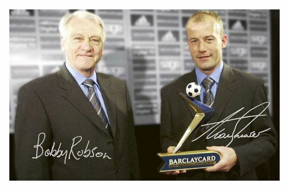 SIR BOBBY ROBSON & ALAN SHEARER - NEWCASTLE UNITED AUTOGRAPH SIGNED Photo Poster painting POSTER