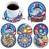 (US Only)6pcs US Flag DIY Diamond Painting Coasters Kits with Holder for Adult Beginner