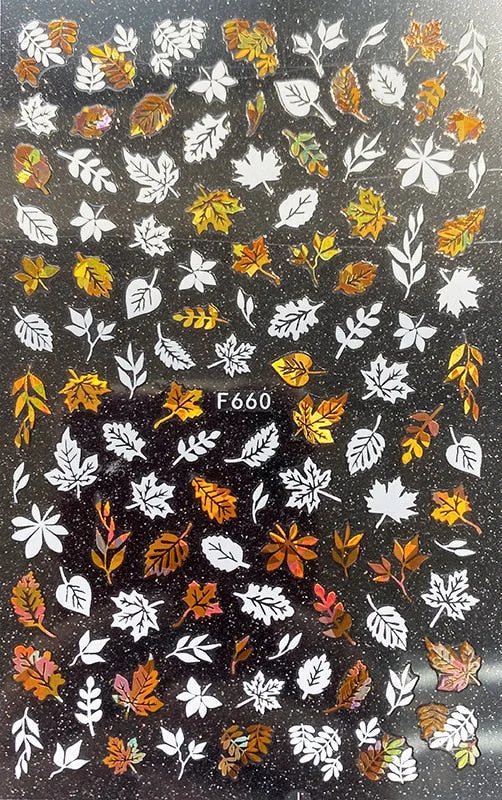 1pcs Fall Maple Leaves Nail Stickers 3D Yellow Gold Fall DIY Sliders Nail Art Decoration Autumn  Adhesive Manicure Nail Decals-Nail Inspo