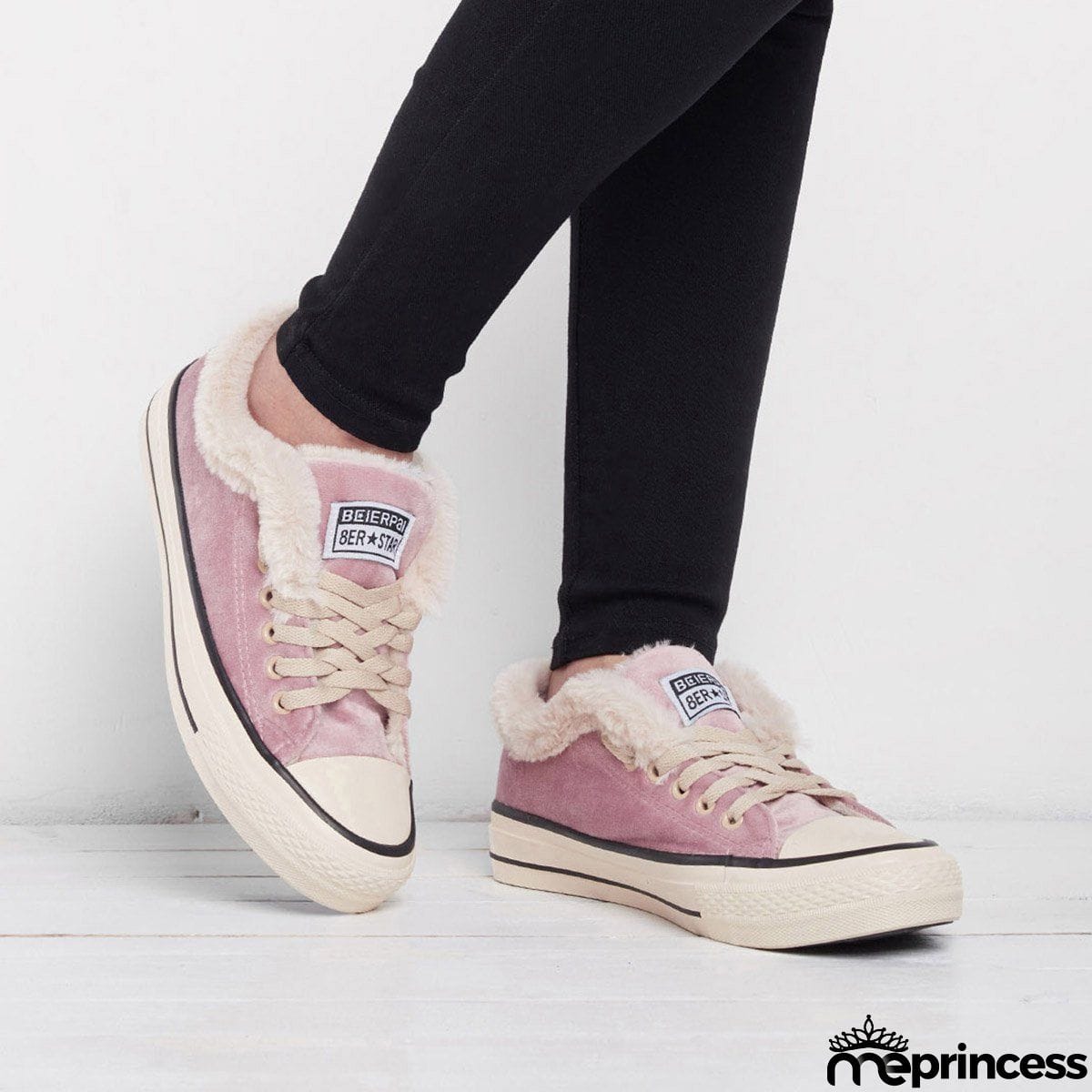 Womens Canvas Snow Sneakers Fur Lined Shoes