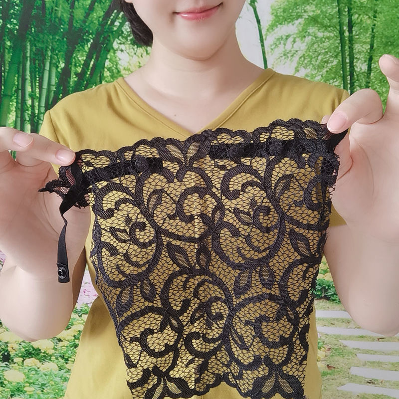 Elinlin Women Quick Easy Clip-on Lace Fragment Camisole Bra Insert Wrapped Chest Overlay Modesty Panel