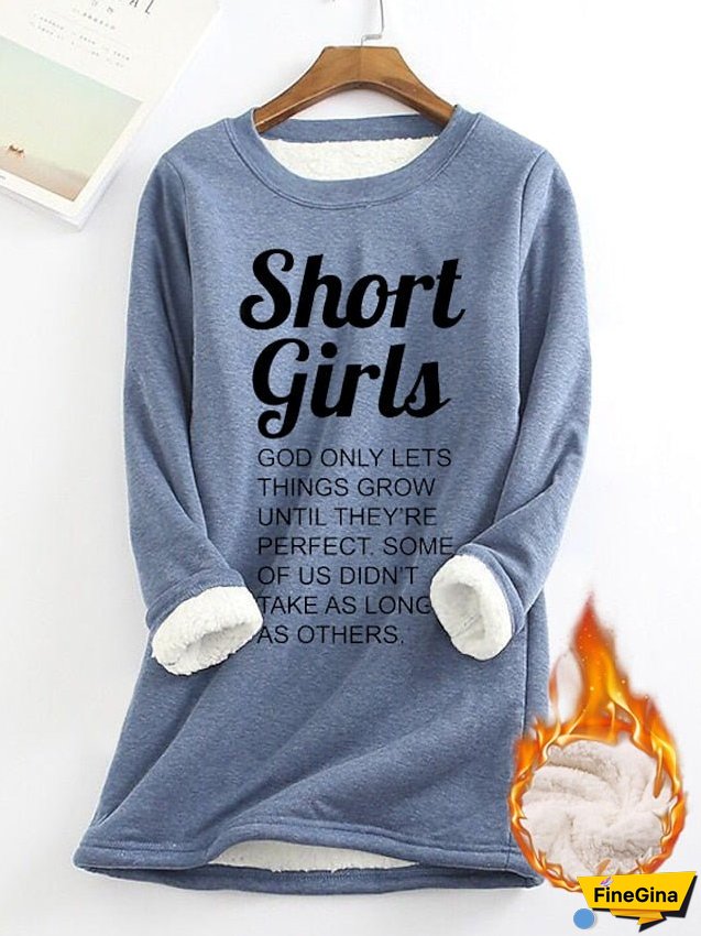 Women's Sweatshirt Pullover Sherpa Fleece Lined Letter Warm Fuzzy Print Yellow Pink Dark Pink Casual Sports Round Neck Long Sleeve Top Micro-elastic Fall & Winter