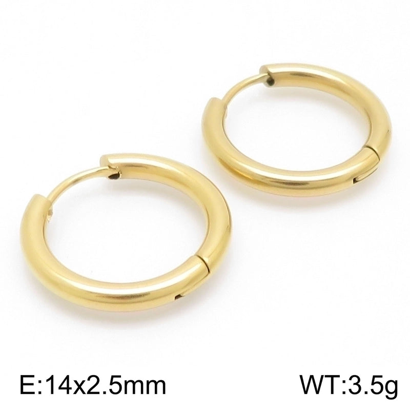 1 Pair Streetwear Solid Color Titanium Steel 18K Gold Plated Hoop Earrings
