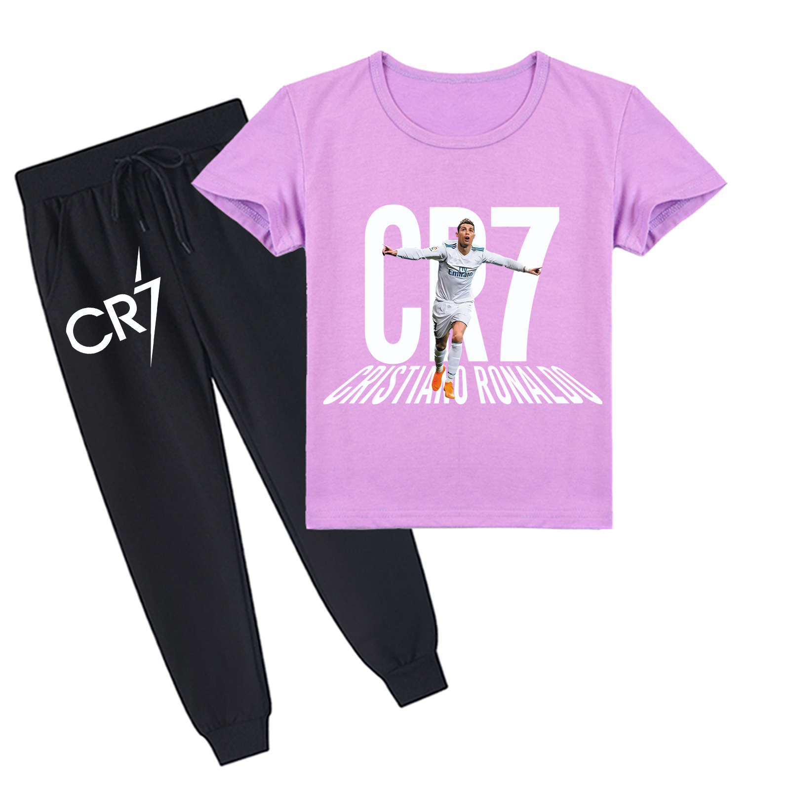 Mayoulove Cristiano Ronaldo Kids T-Shirt Set - Trendy Short Sleeve Outfit for Boys  Girls, Perfect for Fans-Mayoulove