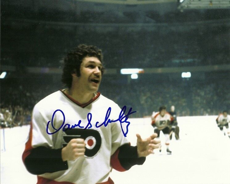 DAVE 'the HAMMER' SCHULTZ SIGNED PHILADELPHIA FLYERS 8x10 Photo Poster painting #2 Autograph