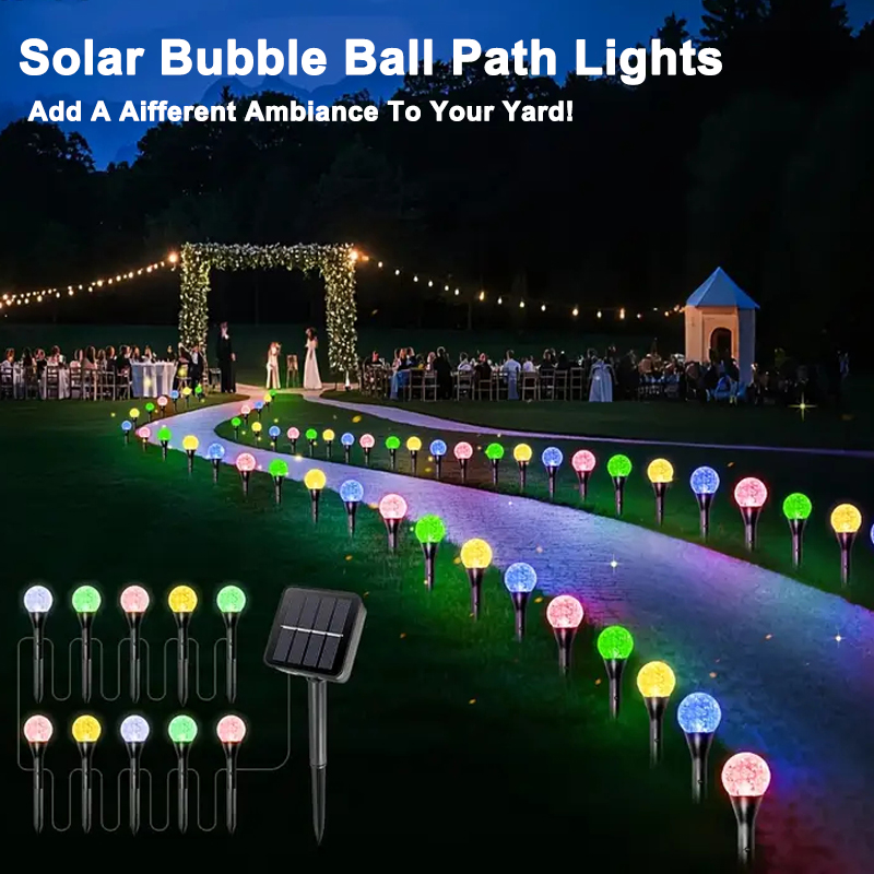 Tegooe Solar Bubble Ball Pathway Stake Lights - Waterproof Garden Decoration