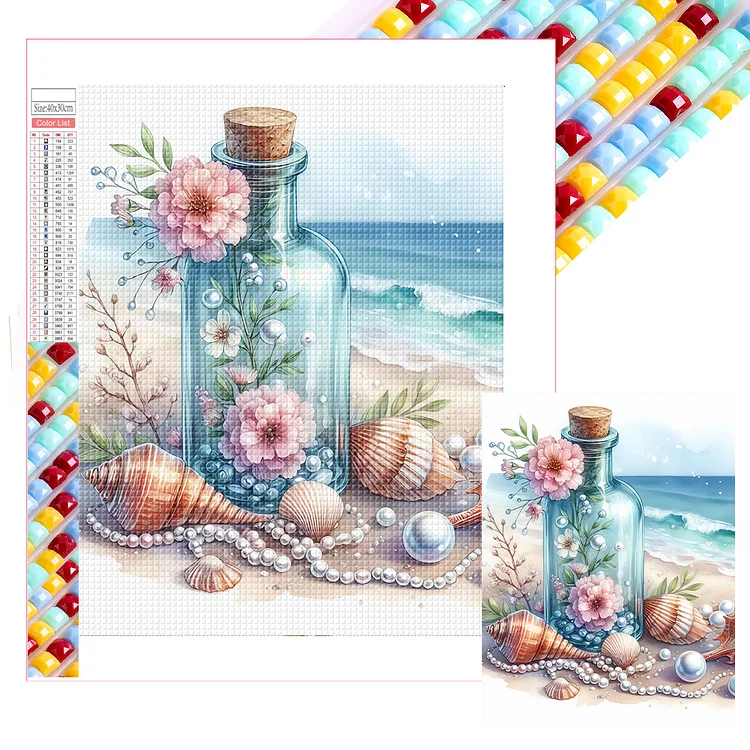 Bottle Straying On The Beach 30*40CM (Canvas) Full Square Drill Diamond Painting gbfke