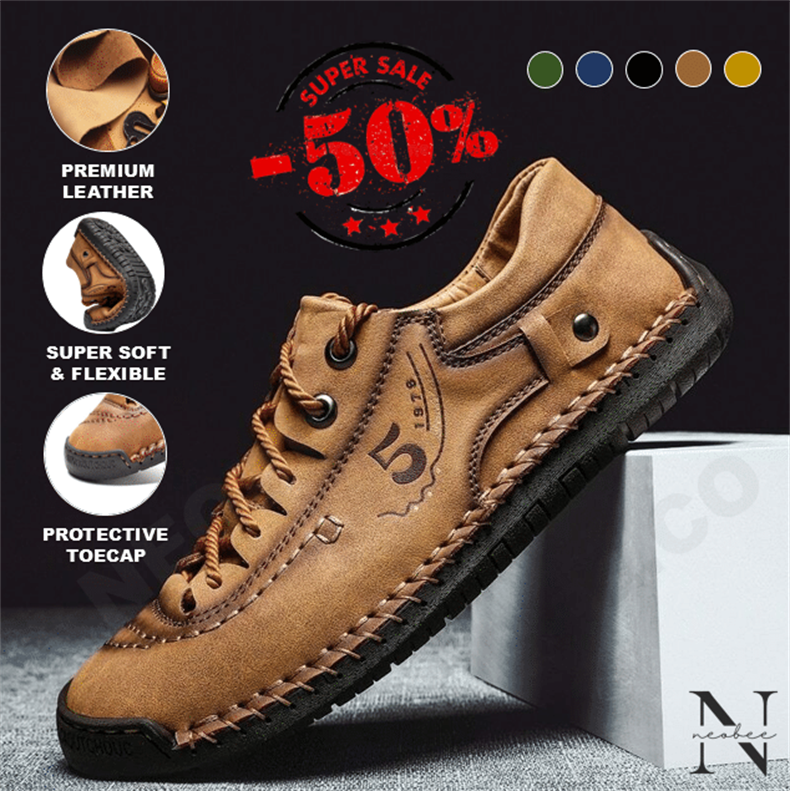 ROMAN - MEN CASUAL SUMMER SHOES VEGAN LEATHER HAND-STITCHING WITH SUPPORTIVE SOLES