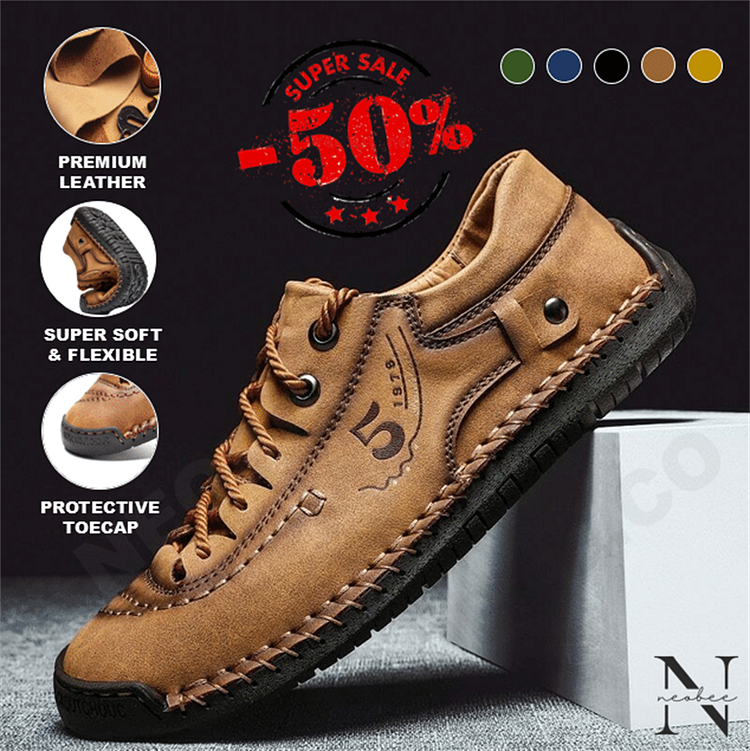 Neobee Armando - Vintage Leather Hand-stitching Casual Shoes With Supportive Soles