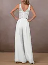 Embroidered V-Neck Empire V-Back Solid Color Fashion Jumpsuit