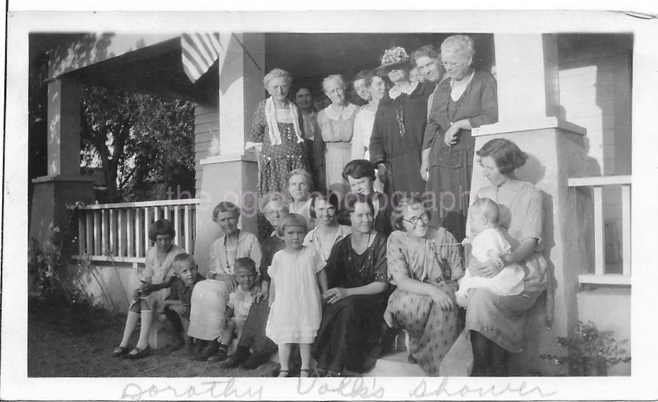 Found Group Portrait ANTIQUE Photo Poster paintingGRAPH bw Original Snapshot VINTAGE 11 3