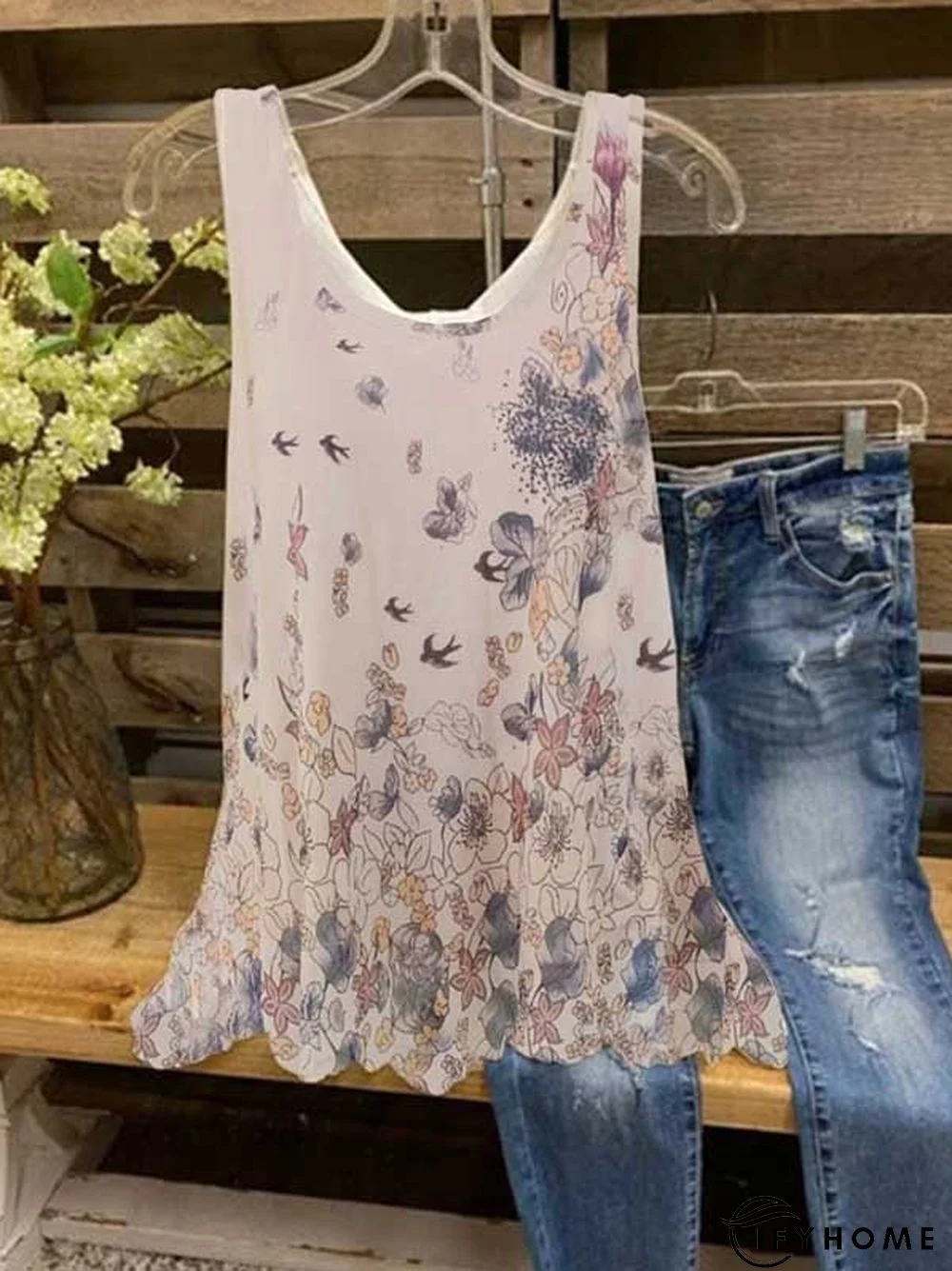 Floral-print Sleeveless Casual shirt & Top | IFYHOME