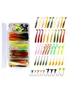 40pcs Soft Fishing Lures Kit with 10pcs Jig Head Hook Artificial Bait Soft Bait