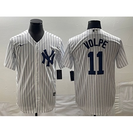 Men's New York Yankees #11 Anthony Volpe White Cool Base Stitched Baseball Jersey ZHZ8