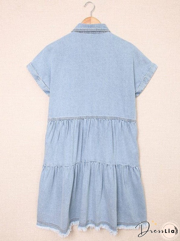 Denim Dress with Ruffles
