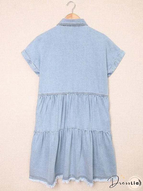 Denim Dress with Ruffles