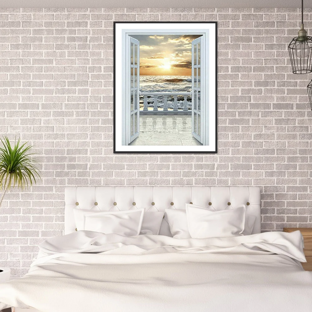 Full Square Drill Mosaic Poster 5D DIY Diamond Painting Beach Sunset Kit