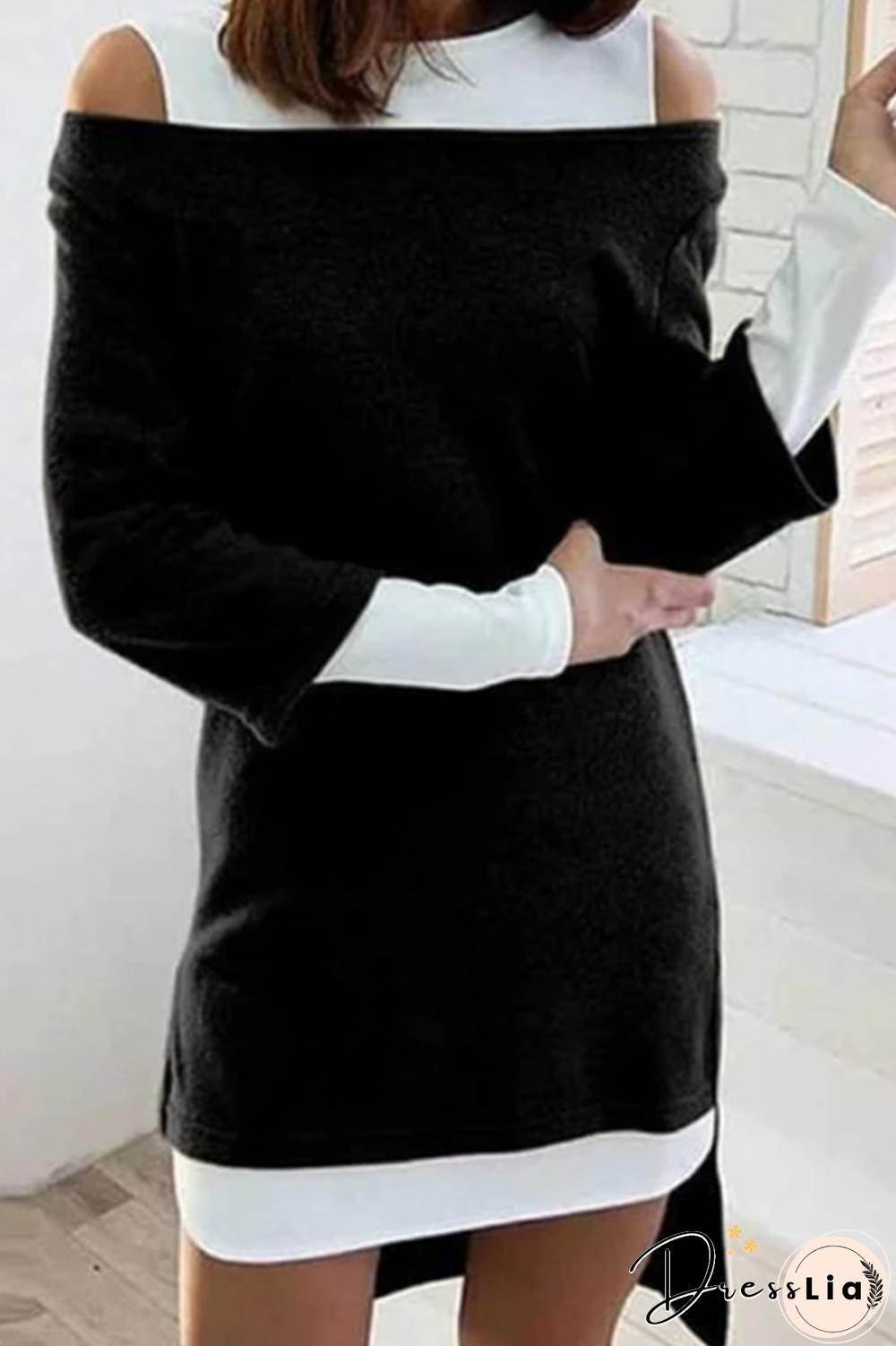 Casual Solid Split Joint O Neck Straight Dresses