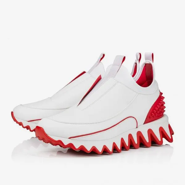 Gentleman's Red bottom Sneakers Polyester Round Toe Slip On Sneakers Rvet Decoration -vocosishoes