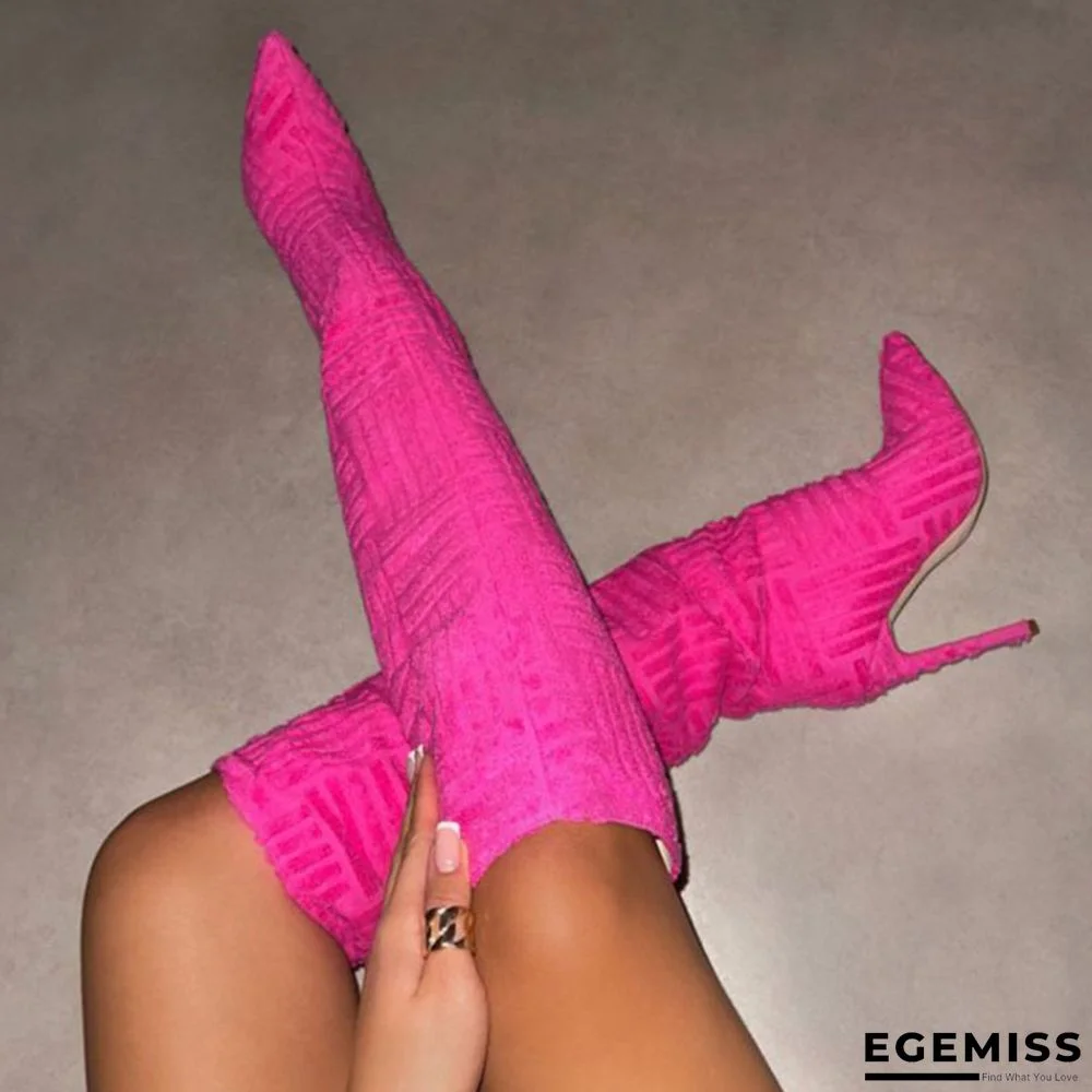 Rose Red Casual Daily Patchwork Solid Color Pointed Keep Warm Comfortable Shoes | EGEMISS