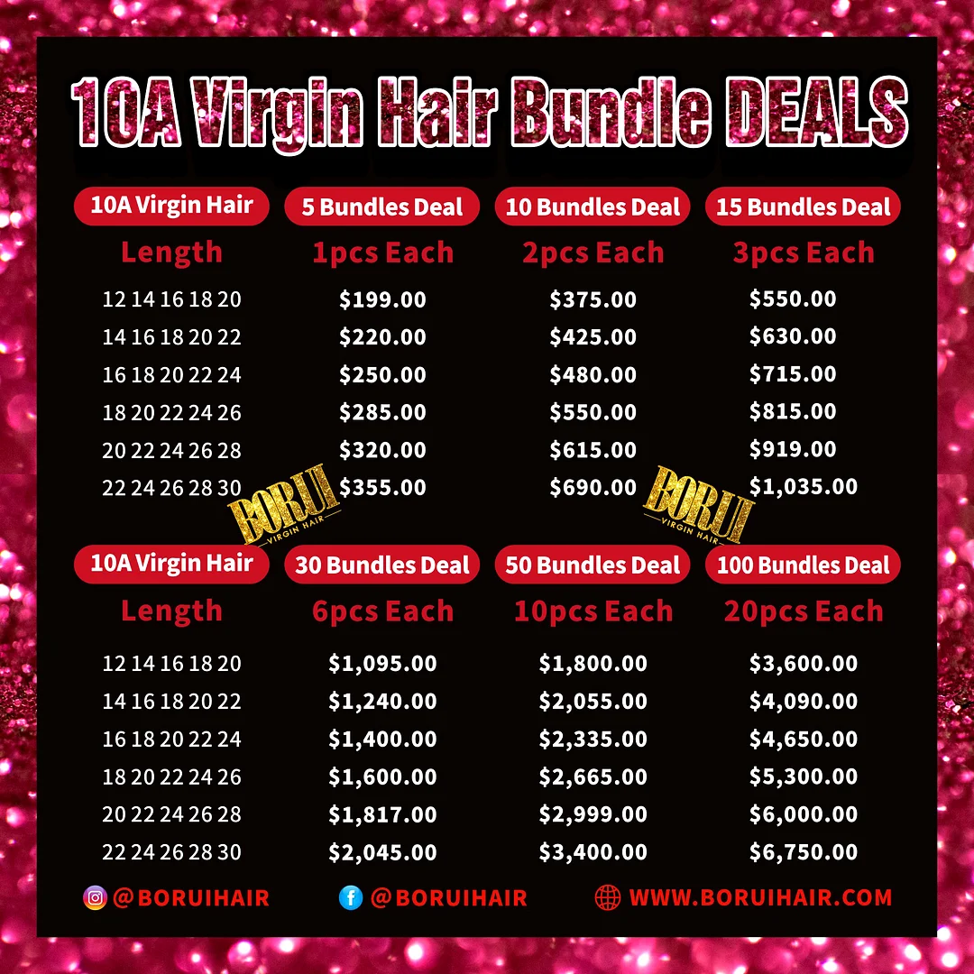 10A Virgin Hair Wholesale Bundles Deals -FREE SHIPPING