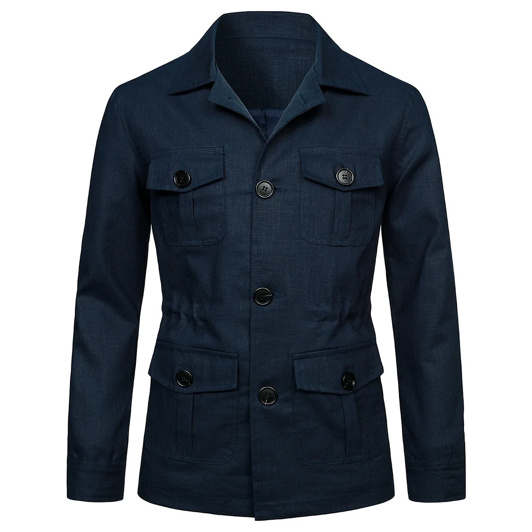 Men's Cotton Linen Jacket British Retro Gentleman Slim Blazer