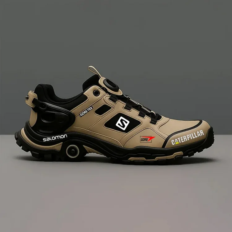 Salomon® i CAT tworzą wodoodporne i oddychające buty trekkingowe dla mężczyzn, idealne do aktywności na świeżym powietrzu i do pracy.