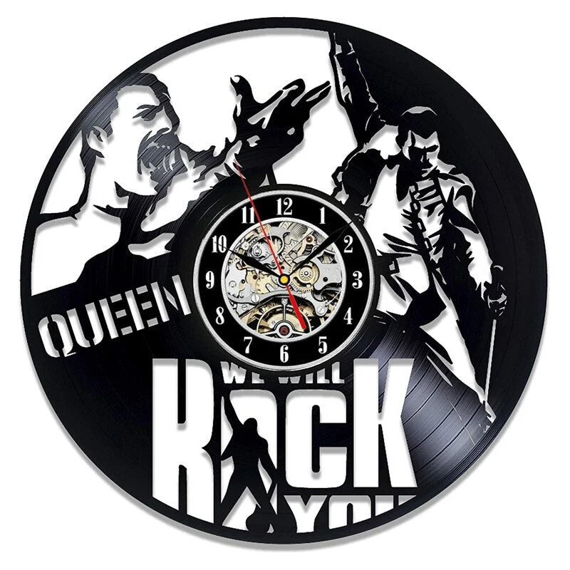 Queen Rock Band Wall Clock Modern Design Music Theme Classic Vinyl Record Clocks Wall Watch Art Home Decor Gifts for Musician
