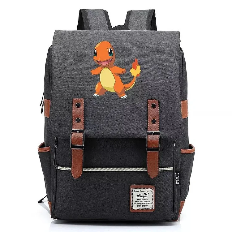 Mayoulove Pokemon Charmander Canvas Travel Backpack School Notebook Bag-Mayoulove