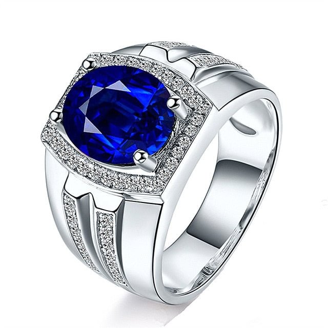 YOY-Oval Shape Sapphire Zircon Gemstone Fashion Finger Rings