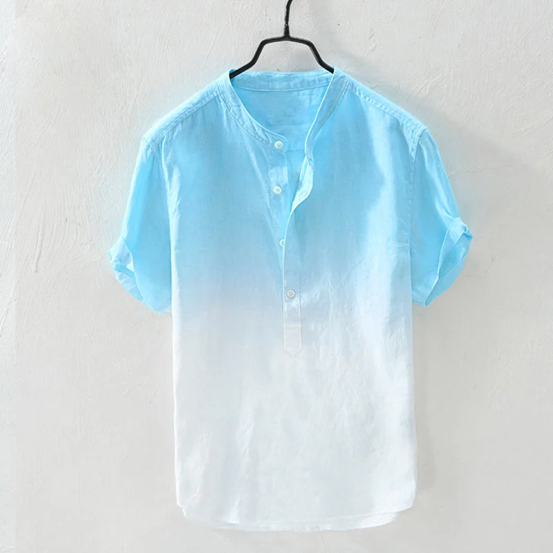 Men's Linen Gradient Short-sleeved Shirt