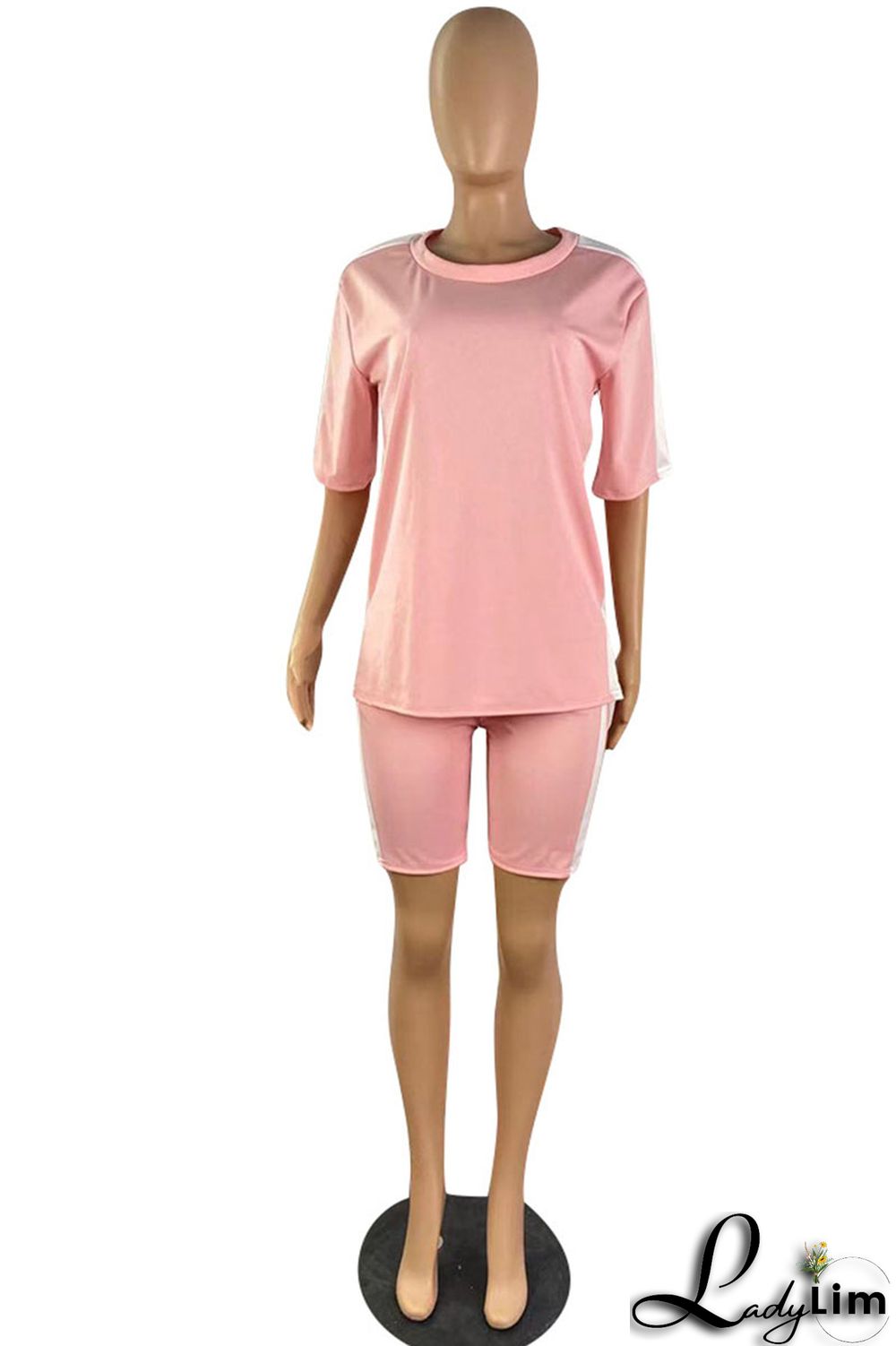 Red Casual Sportswear Solid Split Joint O Neck Short Sleeve Two Pieces