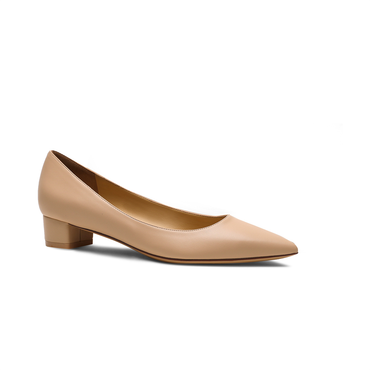 30mm Pointed Toe Kitten Chunky Heels Daily Matte Pumps Low Heels for Women-MERUMOTE