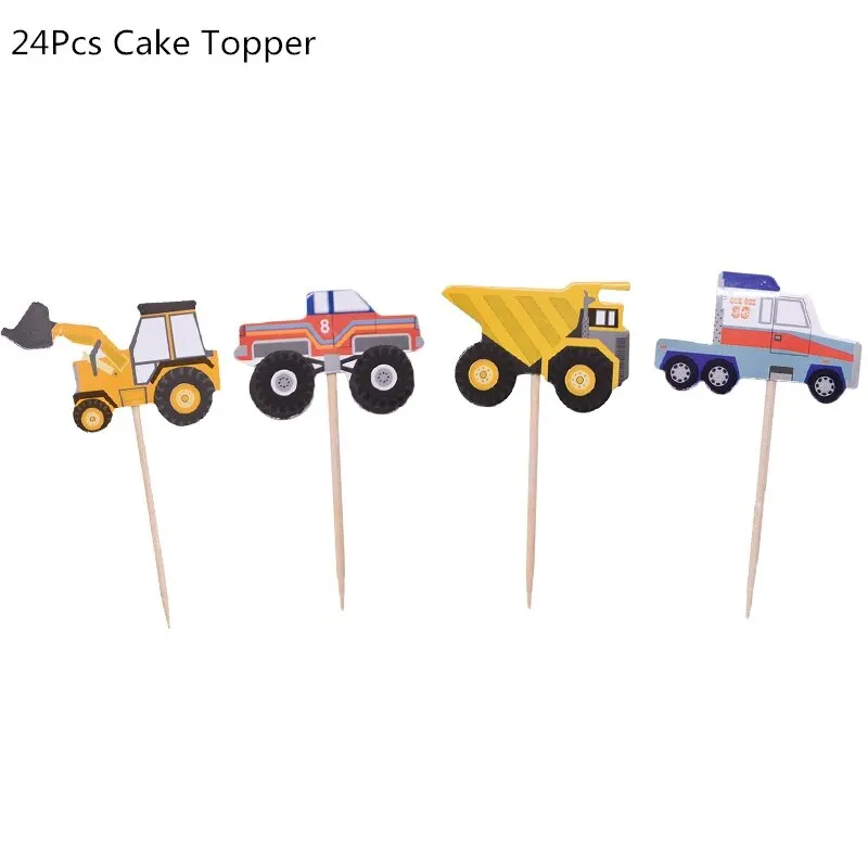 Construction Tractor Theme Excavator Inflatable Balloons Truck Vehicle Banners Baby Shower Kids Boys Birthday Party Supplies