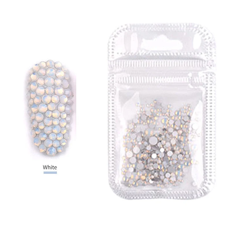 Crystals Clear AB Glass Rhinestone Stones Solid Flat Back Nail Ornaments Colorful Granular Three-Dimensional Nail Art Decoration-Nail Inspo