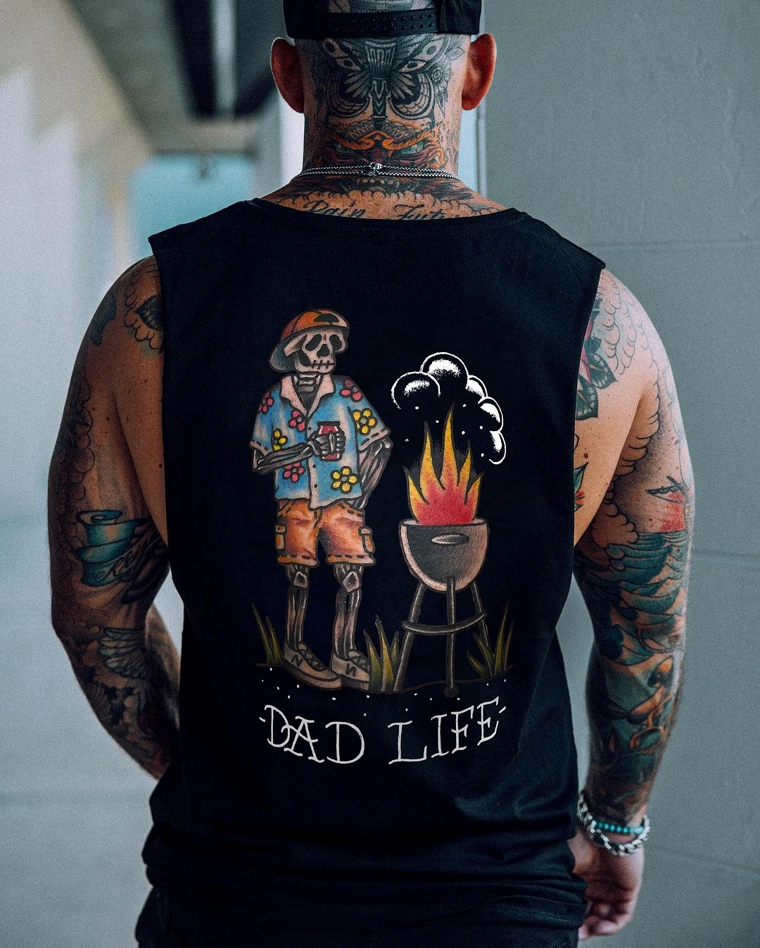 BAD LIFE Skeleton Black Print Vest