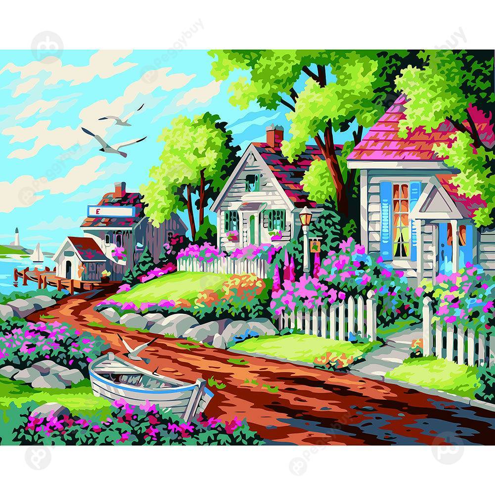 

40*50CM Paint By Numbers-Rural Cabin, 501 Original