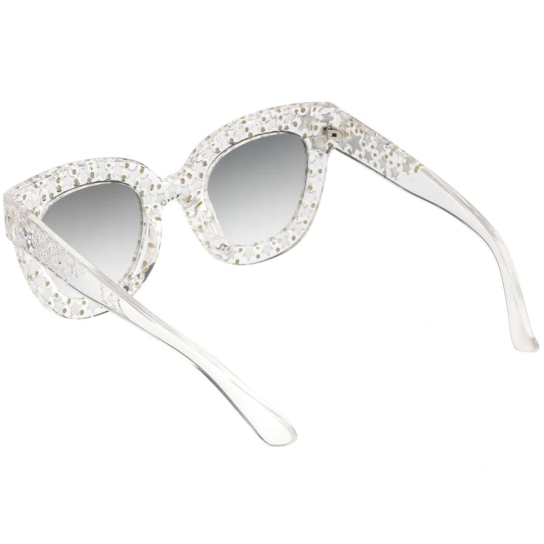 Oversize Star Rhinestones Cat Eye glasses Wide Arms Square Lens 48mm