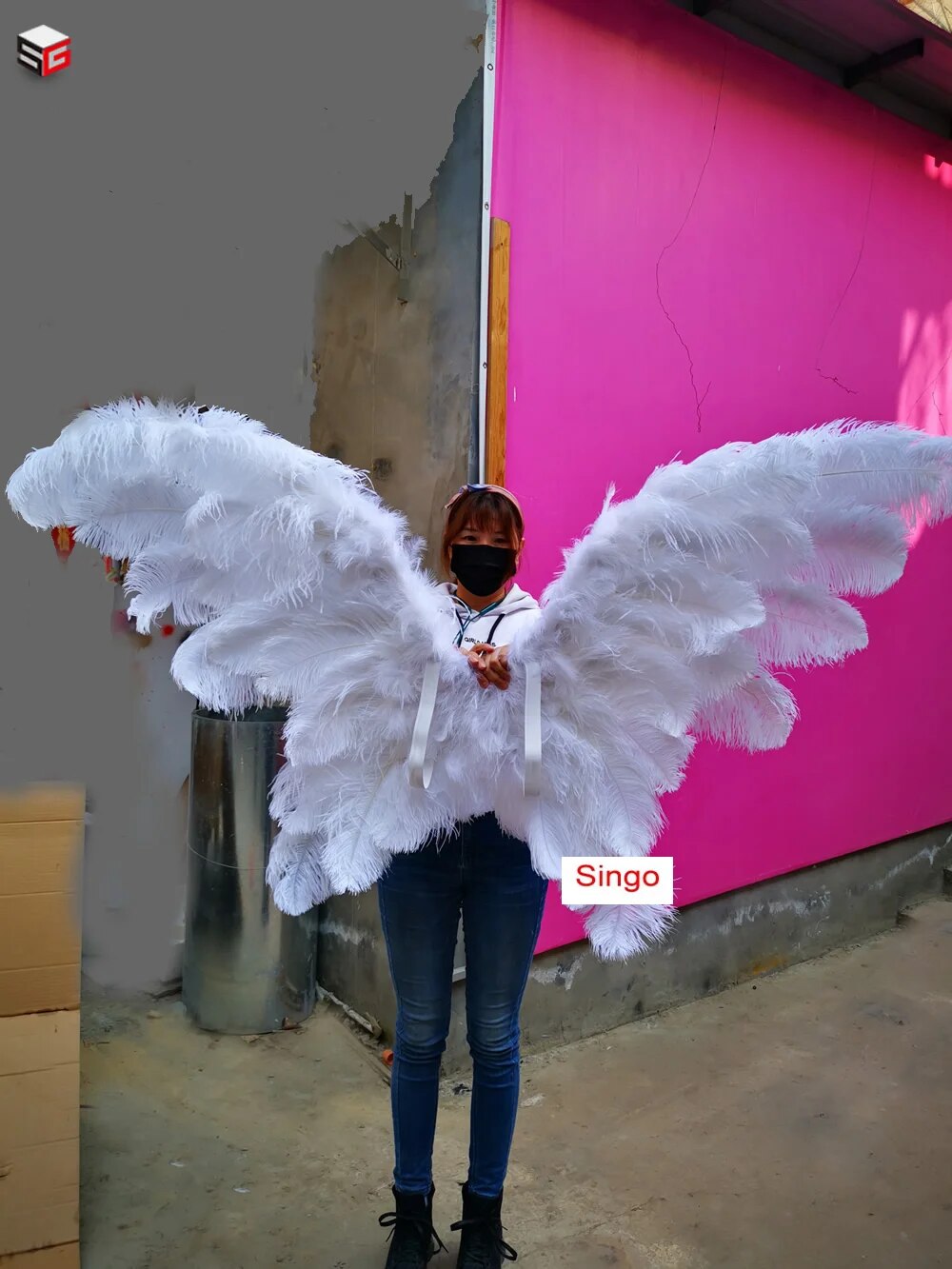 VCshoes Ostrich White Feather Angel Wings Creative Wedding Birthday Bar Decoration Props Shop Window Display