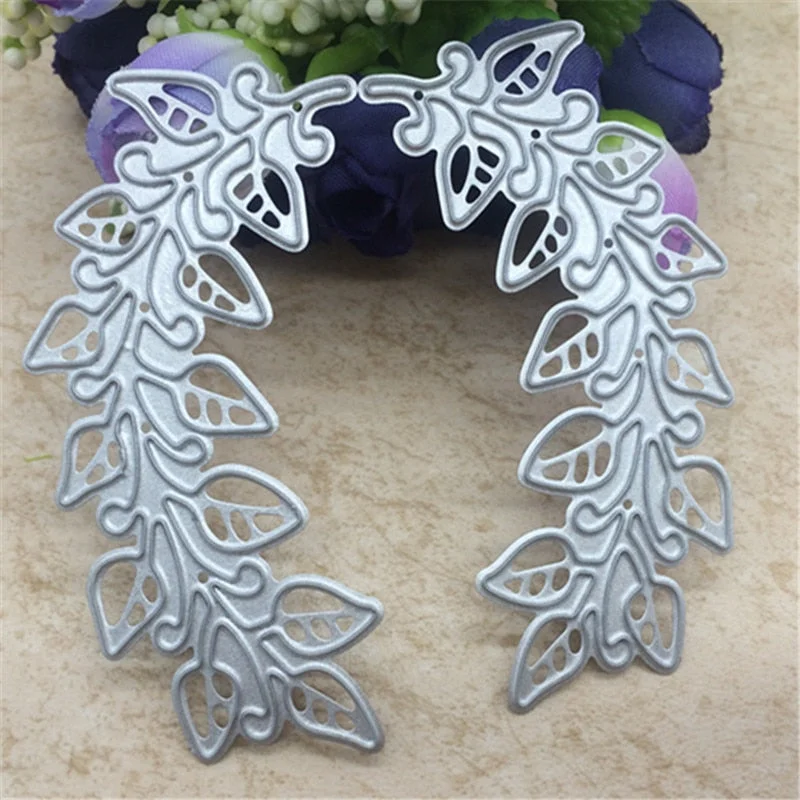 2pcs Symmetrical Leaves Metal Cutting Dies Stencil DIY Scrapbooking Album Decorative Embossing Folder Die Cutting Template