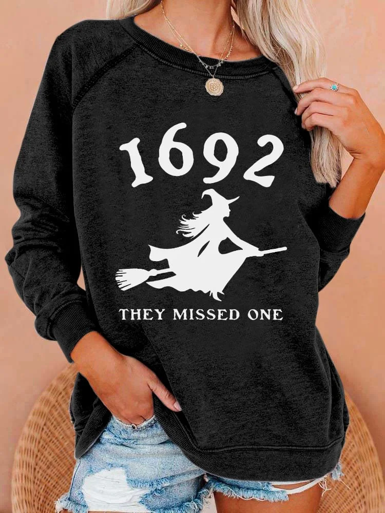 Women's 1692 Witch They Missed One Print Casual Sweatshirt socialshop