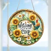 Diamond Painting Acrylic 2D Flat Rooster Sunflowers Hanging Diamond Art Kits Wall Door Decor