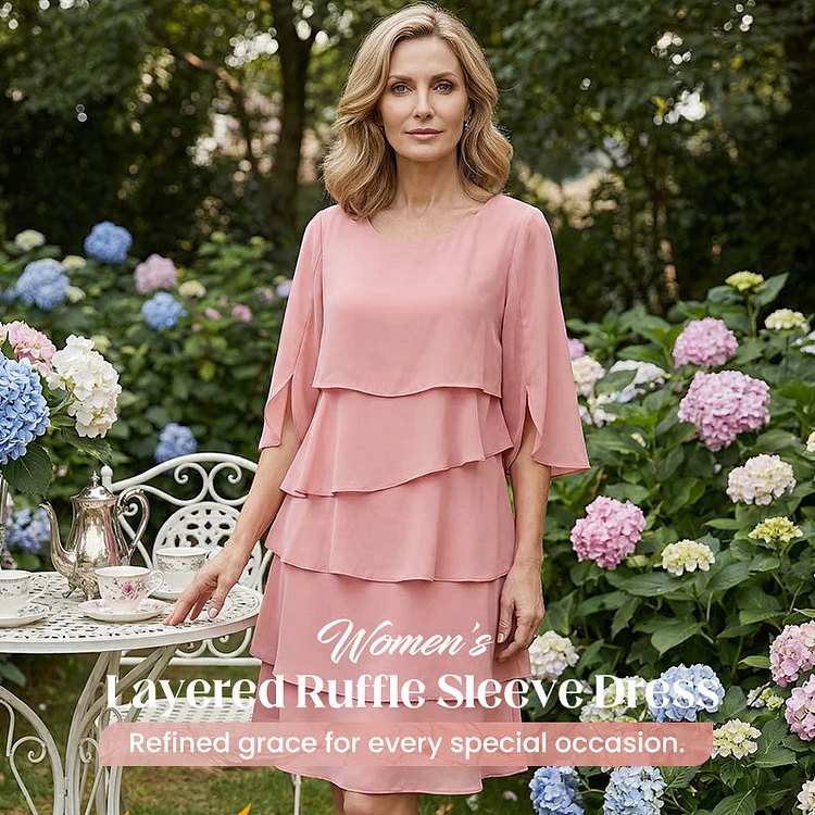 🎁 50% OFF! Women's Elegant Layered Ruffle Sleeve Dress &ndash; Effortless Style for Every Occasion 💃