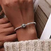 925 Sterling Silver Dazzling Clear CZ Round Clasp Snake Chain Flower Clasp Bracelet