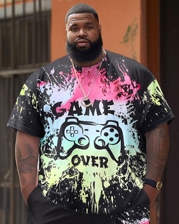 Street Casual Cartoon Gamepad Print Large Men's Set