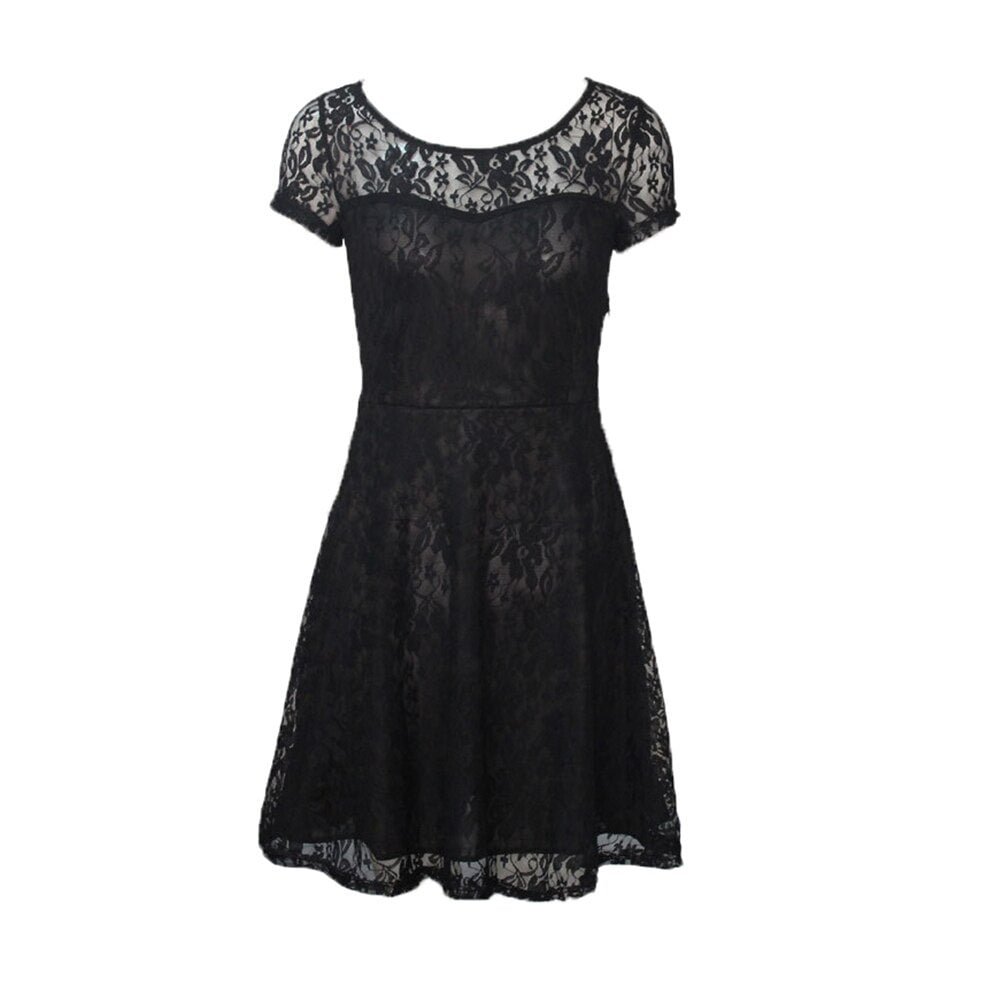 Summer Lace Dress 2020 Women Casual Short Sleeve Beach Short Dress Solid White Black Mini Lace Dress Vestidos Plus Size S-5XL