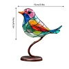 Acrylic Birds on Branch Statue Art Craft Stained Birds Ornament Collectible Gift