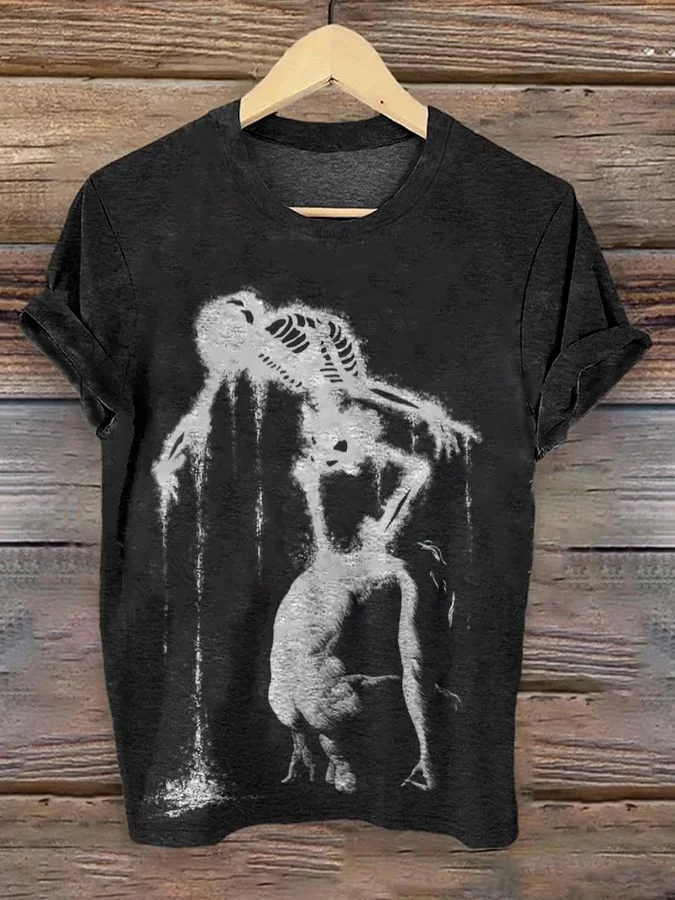 Women's Retro Skull Print Casual Tank Top T-Shirt