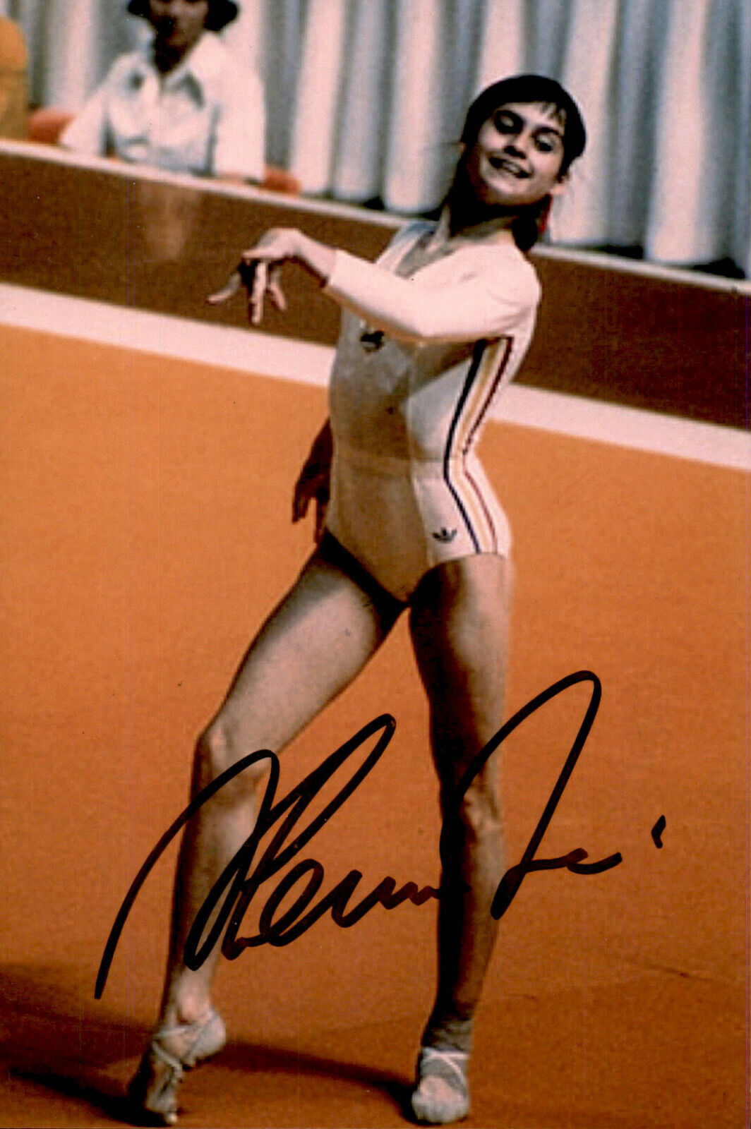 Nadia Comaneci SIGNED 4x6 Photo Poster painting OLYMPIC GOLD MEDLAITS GYMNASTICS PERFECT 10 #6